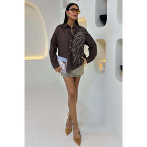 Camisa de Popelina con Estampado de Luna y Adornos de Piedras para Mujer, Colección 3440 - Product Image 6