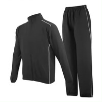 Vente chaude Noir Polyester Survêtement Logo Personnalisé OEM Formation Sportswear Ensemble En Vrac Gym Jogger Outfit Fabricant