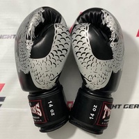 Gants de Muay Thai en cuir imprimés avec des motifs de dragons personnalisés, logo personnalisé, sports, arts martiaux, boxe, salle de sport, exercice, frappe