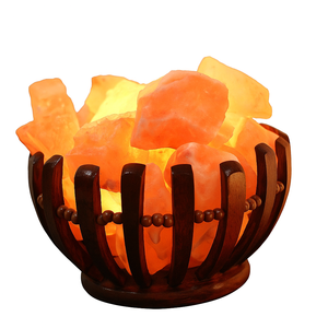 Lampe de Sel Authentique de l'Himalaya Veilleuse Ioniseur d'Air Panier en Bois Naturel Design pour Relaxation Éclairage d'Ambiance Artisanat Naturel - Product Image 4