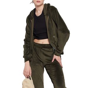 Jogging Suits for Women Set Petite Track Suit Two 2 Piece Outfits Velvet Tracksuit Sets Velour Zip Up <b>Hoodie</b> Sweatshirt - Product Image 2