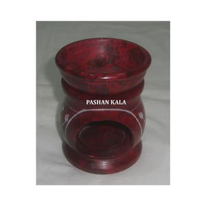 Indian Most Popular Hand Carving Designed on Antique Rounded Soapstone Perfume <b>Lamp</b> <b>Aroma</b> Oil Burner for Home Decoration - Product Image 1