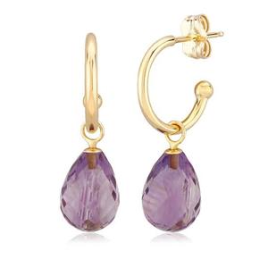 Handmade 925 Sterling Silver Gold Plated Dangle <b>Earring</b> Natural Amethyst Stone 10To14mm Round Shape For Wholesale Price - Product Image 1