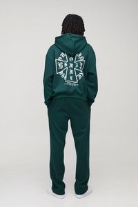 Vente chaude LOGO personnalisé imprimé bouffant broderie vert surdimensionné Boxy croix Zip survêtement à capuche pour hommes 100% coton - Product Image 3