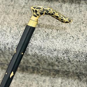 Estilo Vintage Latón Negro Diseñador Cabeza Mango Eje de madera Bastón - Product Image 1