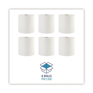 Boardwalk 8 In. X 800 Ft. 1-Ply Hardwound <b>Paper</b> Towels-White (6/Carton) Disposable <b>Kitchen</b> Roll 6 Pack - Product Image 4