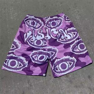 Short en maille de polyester 100% sur mesure pour hommes été décontracté motif solide sublimation complète et short avec logo sérigraphié - Product Image 3