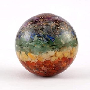 Haute qualité 7 Chakra sculpté à la main en cristal naturel Agate Orgone sphère pierre semi-précieuse pour mascotte Feng Shui - Product Image 1