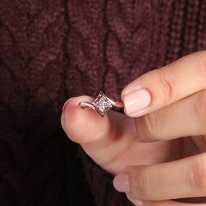 Anillo minimalista de Plata de Ley 925, moissanita, chapado en oro de 14 quilates, joyería conmemorativa de compromiso apilable, regalo para mujer, estilo clásico - Product Image 3