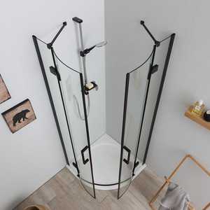 Cabine de douche semi-circulaire Black Lion 90x90 avec ouverture à charnières, ensembles de salle de bain - Product Image 3