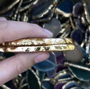 Ensemble de pendentifs en agate mélangée de deux pièces pierres colorées naturelles plaqué or fabrication de bijoux composants de collier - Product Image 5