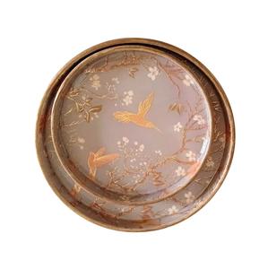 Plateau de service en bois MDF avec revêtement en émail Plateau de table basse rond sans danger pour les aliments Décor - Product Image 3