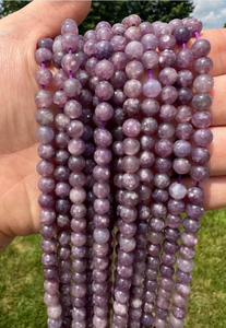 Collier en cristal naturel, perles de lépidolite lisses, pierre rouge polie, bijoux, brin lâche, grossiste en pierres précieuses pour la guérison - Product Image 5