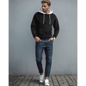 Sweat-shirts à capuche en molleton doux 100% coton, couleur unie, imprimé personnalisé en relief, pour homme et femme - Product Image 1