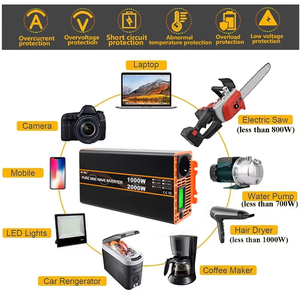 อินเวอร์เตอร์ HOULI 2000W แบบเฟสเดียว คลื่นไซน์บริสุทธิ์ สำหรับรถบ้าน รถยนต์ และใช้ในบ้าน 110V 120V 12V 24V พร้อมหน้าจอ LCD ปรับแต่งได้ - Product Image 4