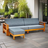 Canapé modulaire simple et moderne à une place, durable, confortable, en bois de teck et tissu, élégant pour le salon