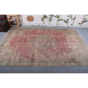 Alfombra Oriental Vintage Rojo Beige Área grande 7,5X12,1 pies Nuevo modelo Rectángulo Patchwork Pasillo Patrones Lana Viscosa Látex - Product Image 1