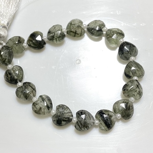 Wholesale 10MM Grey Rutile Faceted Heart Shape Briolette Natural Vertical Drill Stone <b>Beads</b> - Product Image 4