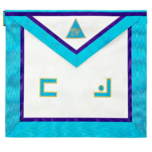 TABLIER MASONIC MASTER 2025 avec col MEMPHIS MISRAIM RITE Travail de broderie personnalisé sur tabliers de commande de loge maçonnique - Product Image 1