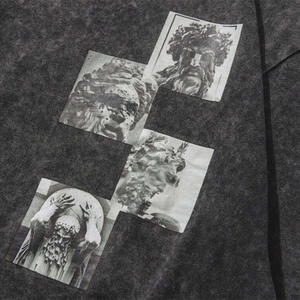 Venta caliente antiguo de alta calidad serigrafía camiseta Streetwear Hip Hop camisas ácido lavado Vintage camiseta - Product Image 6