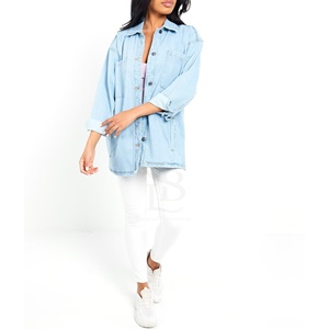 Nouveau à la mode personnalisé bleu Stretch Jean Denim veste femmes broderie tout lin laine doublure automne saison tissé coton fourrure - Product Image 1