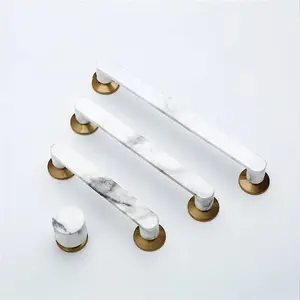 Marble and brass door handle for home Interior Door Lever Handle hardware top quality piece at wholesale price