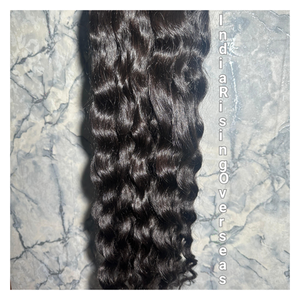 Extensiones de Cabello Remy Natural Rizado Indio Crudo, Textura Suave, Doble Trama, Cabello de Templo Sin Procesar, Mechones Dobles Cosidos a Máquina - Product Image 1