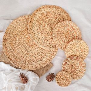 Napperon rond 20cm en jacinthe d'eau naturelle pour boisson et assiette - Product Image 3