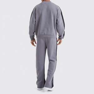 New Side Stripe Streetwear Conjunto de entrenamiento de dos tonos Logo French Terry Hoodie Jogger Sweatsuit Panel Color Block Chándal para hombres - Product Image 2