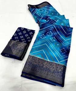 ผ้าฝ้ายคลาสสิกสารีปักลายมือและรายละเอียดพู่สําหรับสุภาพสตรีและเด็กผู้หญิง - Product Image 4