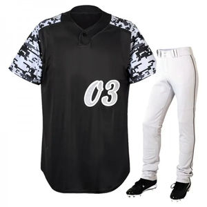 ชุดเบสบอลสีดำ-เทา ฤดูกาลใหม่ 2026 ขายส่ง ชุดยูนิฟอร์มสโมสรสีดำ-เหลืองแบบกำหนดเอง - Product Image 1