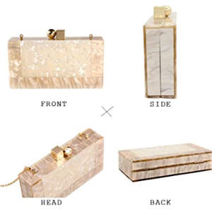 Bolso de mano de resina con cadena para mujer, Cartera de mano femenina de diseño novedoso, con diseño creativo rectangular - Product Image 4