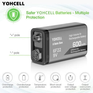 <span class=keywords><strong>4</strong></span> חבילות yohcell <span class=keywords><strong>9</strong></span> סוללות וולט סוללה נטענת 600mah - Product Image 3