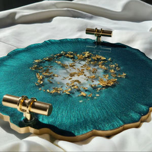 Bandeja de Resina con Diseño Floral Personalizable de Alta Calidad Premium, Hecha a Mano, Decoración para el Hogar, Organizador, Logotipo Personalizado, Joyería - Product Image 1