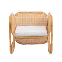 Chaise longue en rotin moderne Fauteuil en rotin tissé à la main avec coussins pour salon ou terrasse