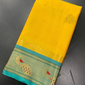 Sari de Seda Paithani de Diseño Indio de Boutique Bollywood, Exclusivo, Elegante, Moderno, Étnico, para Novias, Bodas y Fiestas, para Mujer - Product Image 1