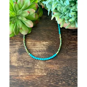 Navajo Handmade <b>Turquoise</b> & Sterling Silver <b>Beaded</b> Necklace Bohemian Vintage Style - Product Image 1