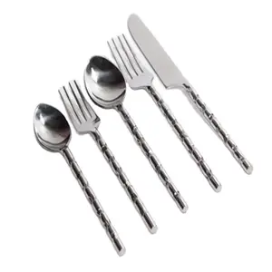 Ensemble de couverts en acier miroir à poignée tressée, idéal pour la vaisselle, la vaisselle et la cuisine à un prix abordable - Product Image 1