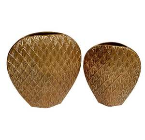 Top Selling Rough <b>Copper</b> Plated Flower <b>Vase</b> Set of 2 Aluminum Antique Flower Pots Indoor Planters Customized Metal <b>Vases</b> - Product Image 2
