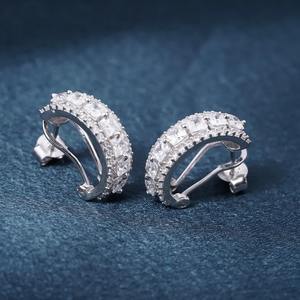 Boucles d'oreilles en argent sterling 925 avec diamant moissanite taille princesse, boucles d'oreilles fantaisie, cadeau pour elle - Product Image 4