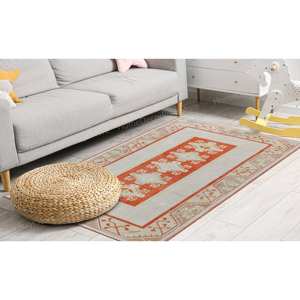 Tapis en laine imprimé orange, décoration de ferme, patchwork, dos en latex, style turc, épaisseur moyenne, tapis doux écologique - Product Image 4