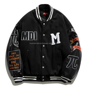 ร้อนขายที่กำหนดเองเย็บปักถักร้อยแพทช์ผู้ชายผู้หญิงเย็นเบอร์เกอร์ออกแบบ100% ผ้าขนสัตว์ตัวแทนแจ็คเก็ต - Product Image 5