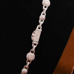 Chaîne à maillons boule cubaine Iced Out Fine 925 Sterling Silver Gold Plated Body Jewelry Moissanite Cut Diamond Hip Hop Rapper Style - Product Image 5