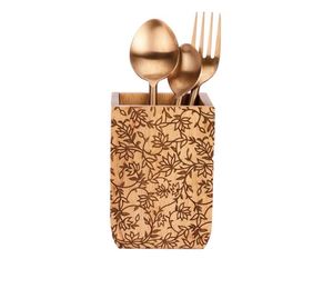 Premium Handmade Wooden Cutlery Holder Engraved Design Spoon Metal Home Decor Kitchen Tabletop Restaurant-Available Wholesale - Product Image 6
