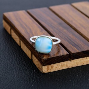 Genuine 925 <b>Sterling</b> <b>Silver</b> Handmade Bezel <b>Set</b> Trendy Vintage Natural Larimar Gemstone <b>Ring</b> Third Party Certified Party Wear - Product Image 3