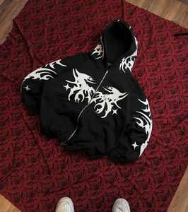 เสื้อฮู้ดสวมหัวสำหรับใส่ได้ทั้งชายและหญิงผ้าคอตตอน450GSM ลายหน้าจอแนวสตรีท - Product Image 5