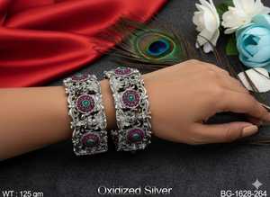 Brazaletes de Templo de plata oxidada, joyería india tradicional, pulseras étnicas hechas a mano para mujer, ropa nupcial y festiva - Product Image 2