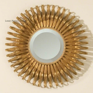 Vintage Design Metal <b>Wall</b> <b>Mirror</b> Gold Color Unique Style Durable Frame Decorations <b>for</b> Living Room and Bathroom and Vanity - Product Image 5