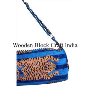 Sac de yoga élégant imprimé tigre, sac de sport moderne unisexe en tissu de coton avec fermeture éclair et sangle réglable pour l'extérieur - Product Image 2