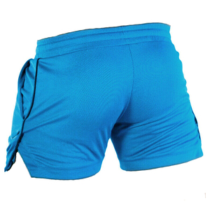 Pantalones Cortos Deportivos Casuales para Hombre, de Poliéster Tejido de Secado Rápido, Color Azul Sólido, Cintura Media, Cierre con Cordón - Product Image 3
